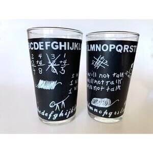 Vintage 1950s Drinking Glasses Teacher School theme - Set of 2 MCM